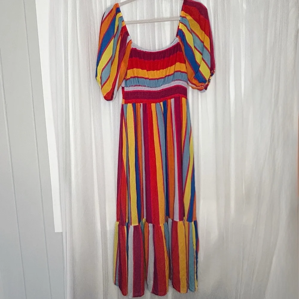 Flying Tomato Boutique Red and Orange Tiered Ruffled Sundress - Picture 2 of 4